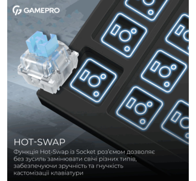 GamePro Клавіатура GamePro Asgard Valhalla Pro MK160B-D-Pro Rainy Switch Wireless/Bluetooth/USB UA Black (MK160B-D-Pro)