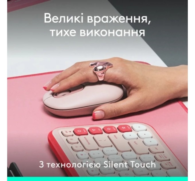 Logitech Мишка Logitech POP Mouse With Emoji Bluetooth Rose (910-007413)