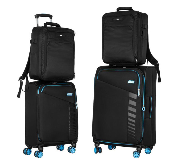 2E Набір валіз 2E Trek (M+S), чорні (2E-SPE-TREK-SET4-BK)