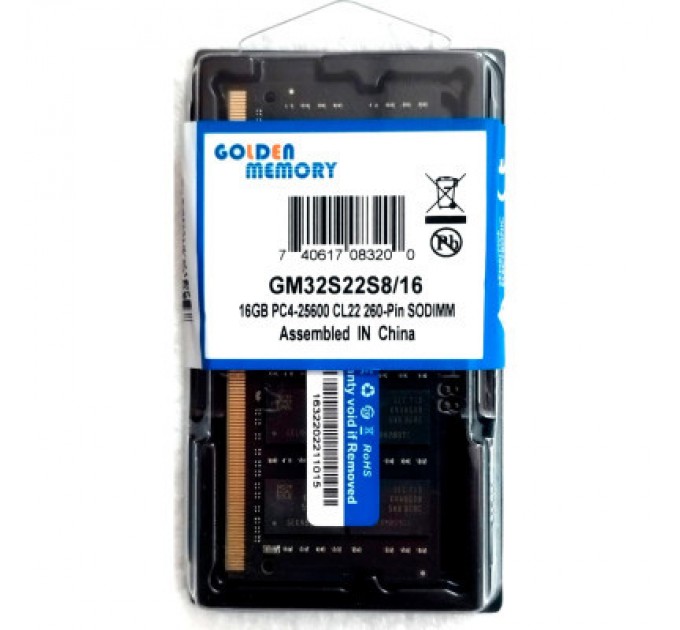 Модуль пам'яті для ноутбука SoDIMM DDR4 16GB 3200 MHz Golden Memory (GM32S22S8/16)