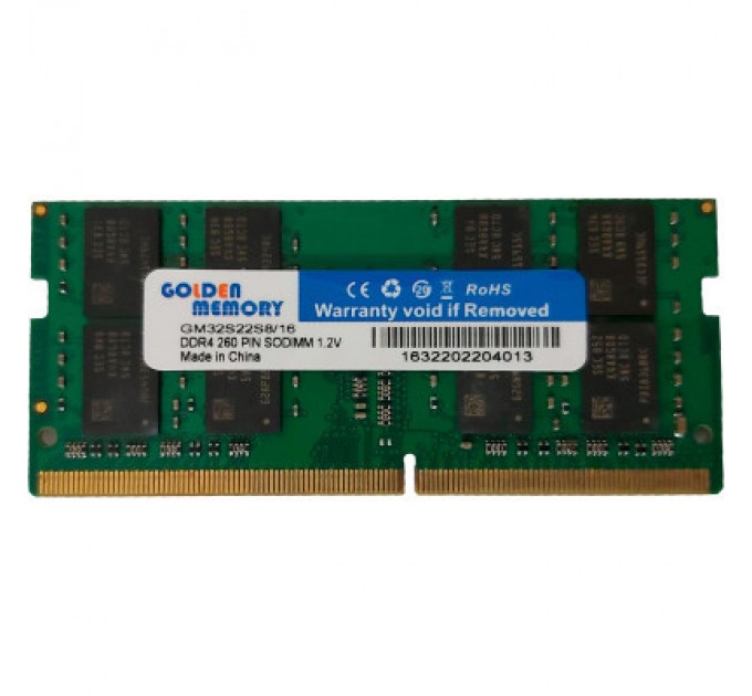 Модуль пам'яті для ноутбука SoDIMM DDR4 16GB 3200 MHz Golden Memory (GM32S22S8/16)