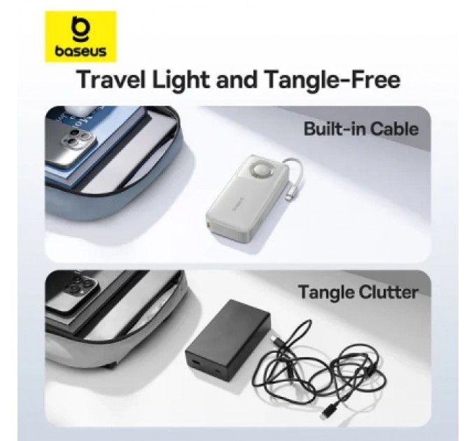 Батарея універсальна Baseus Free2Pull 20000mAh 65W, PD/3.0, QC/3.0, Lunar gray (P10073700843-00)