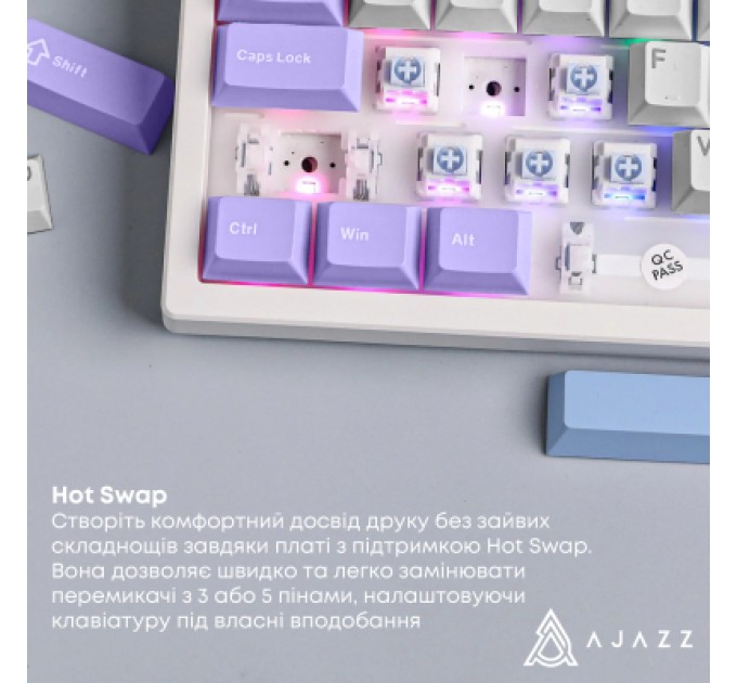 Клавіатура Ajazz AK980 V2 Gift Switch V2 Wireless/Bluetooth/USB UA White/Blue (AK980-V2-G-PWB)