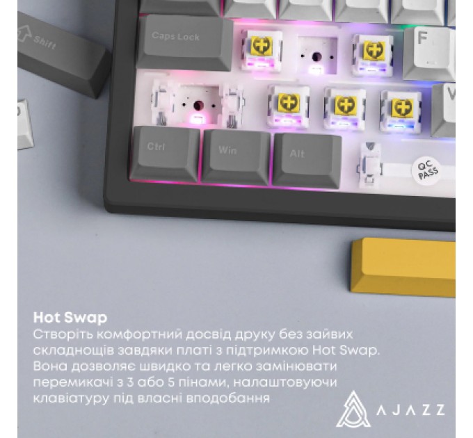 Клавіатура Ajazz AK650 Moon Yellow Switch USB UA Black/Grey/Yellow (AK650-MY-GWY)