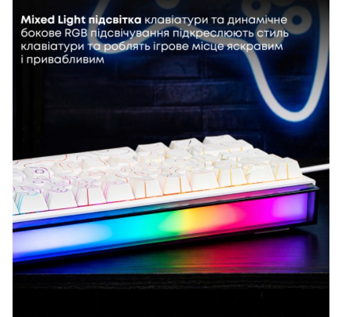 Клавіатура Ajazz NK68 Red Switch USB UA White (NK68-R-S-W)