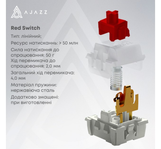 Клавіатура Ajazz NK68 Red Switch USB UA White (NK68-R-S-W)