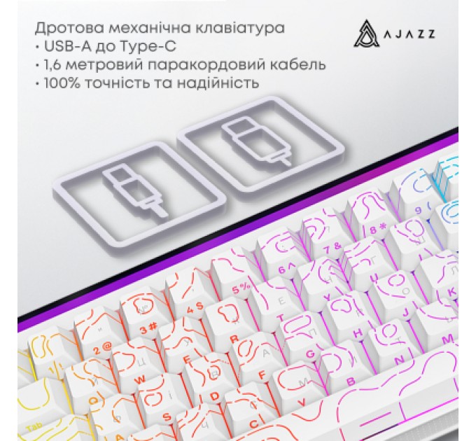 Клавіатура Ajazz NK68 Red Switch USB UA White (NK68-R-S-W)