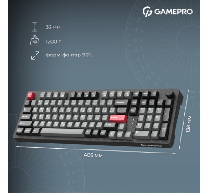 Клавіатура GamePro Asgard Drakkar Keychron Super Red Switch Wireless/Bluetooth/USB UA Black (MK305BK)
