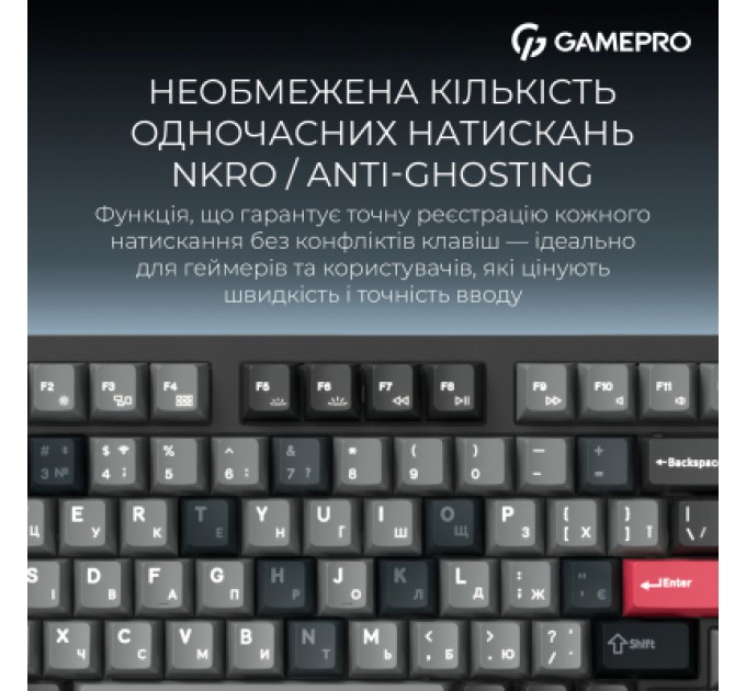 Клавіатура GamePro Asgard Drakkar Keychron Super Red Switch Wireless/Bluetooth/USB UA Black (MK305BK)