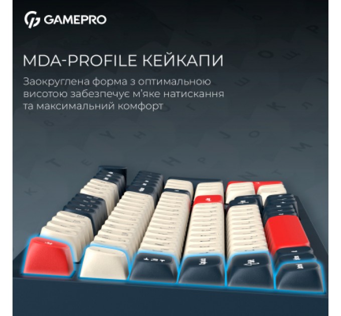 Клавіатура GamePro Asgard Drakkar Keychron Super Red Switch Wireless/Bluetooth/USB UA Blue (MK305BL)