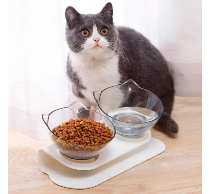Посуд для котів Me&Pet Миски з підставкою прозорі (NMP060)