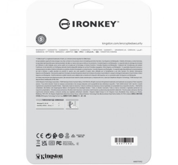 Kingston USB флеш накопичувач Kingston 32GB IronKey Locker Plus 50 AES Encrypted USB 3.2 (IKLP50/32GB)