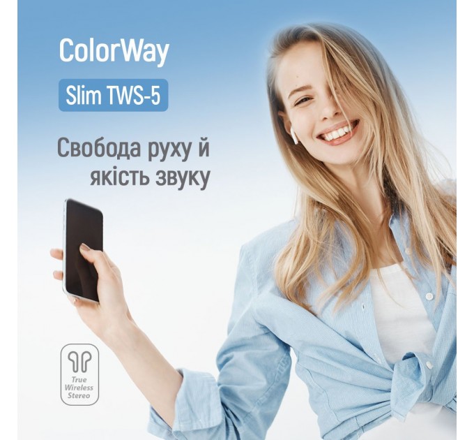 Bluetooth-гарнітура СolorWay Slim TWS-5 Earbuds White (CW-TWS5WT)
