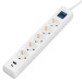 2E Мережевий фільтр 2E 5хSchuko, 1 х USB, 1 x USB-C, 3 м (2E-SP515M3USBWH)