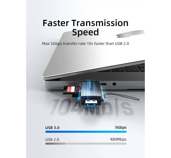 Cabletime Кардрідер Cabletime USB3.0 A + USB Type-C, SD/TF, 5Gbps (CD40G)