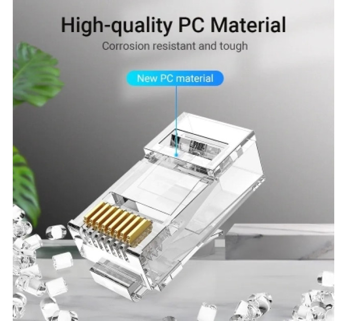 Vention Конектор Cat.6 UTP RJ45 Modular Plug Transparent 10 Pack VENTION (IDDR0-10)