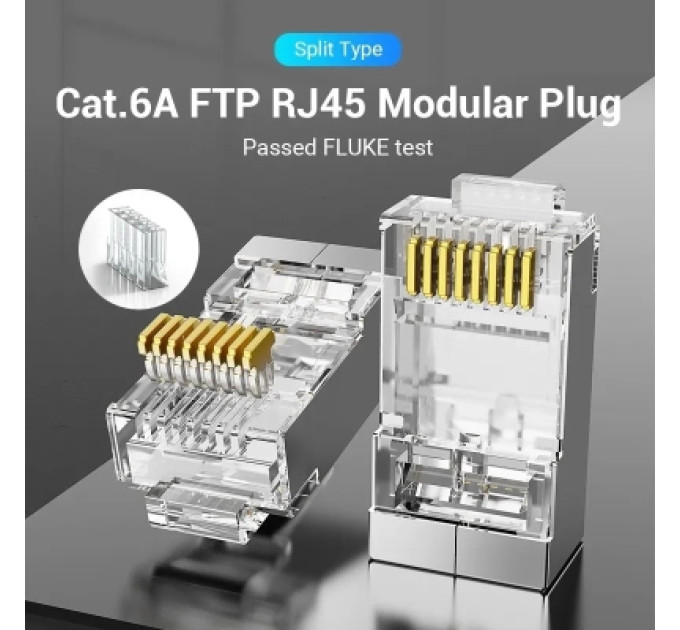 Vention Конектор Cat.6A FTP RJ45 Modular Plug Transparent 10 Pack VENTION (IDFR0-10)