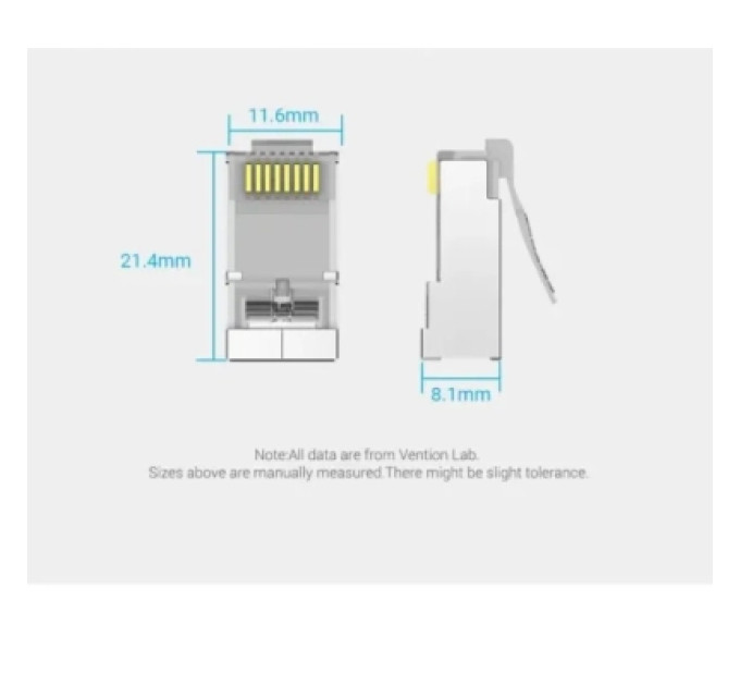 Vention Конектор Cat.6A FTP RJ45 Modular Plug Transparent 10 Pack VENTION (IDFR0-10)