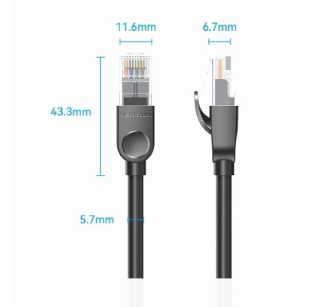 Vention Патч-корд LSZH Cat6 UTP Ethernet Patch Cable 3M Black VENTION (IBNBI)