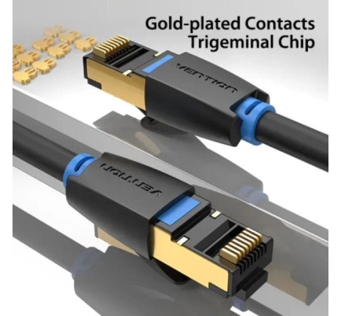 Vention Патч-корд Cat.8 SFTP Patch Cable 0.5M Black VENTION (IKABD)