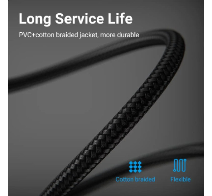 Vention Патч-корд Cotton Braided Cat.8 SFTP Patch Cable 1M Black VENTION (IKGBF)
