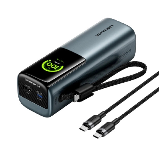 Vention Батарея універсальна VENTION 27000mAh Power Bank (USB-C + USB-C/USB-C/USB-A) 200W Gray TFT Display Type (FKGH0)