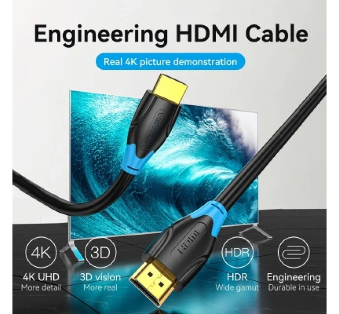 Vention Кабель мультимедійний HDMI Cable 2M Black Type VENTION (AAGBH)