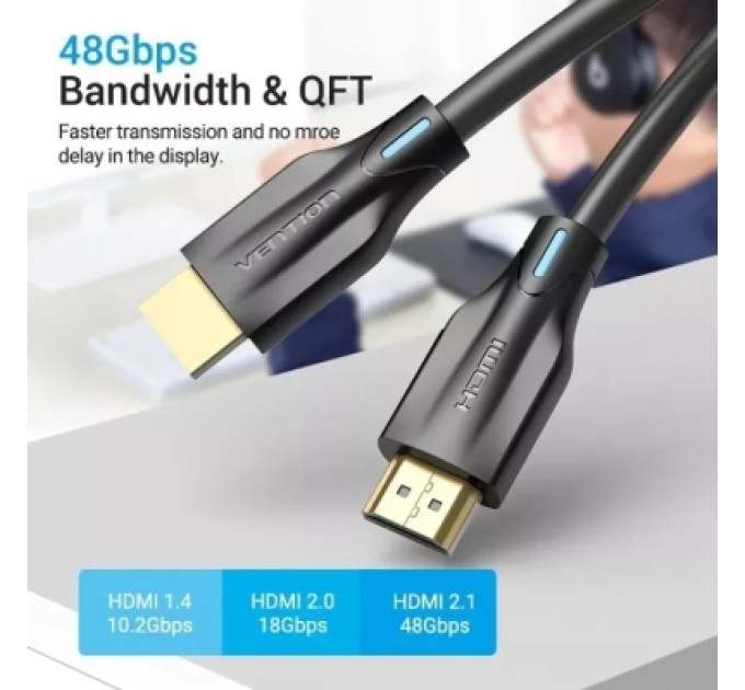 Vention Кабель мультимедійний HDMI Male to Male 8K HD Cable 10M Black VENTION (AANBL)