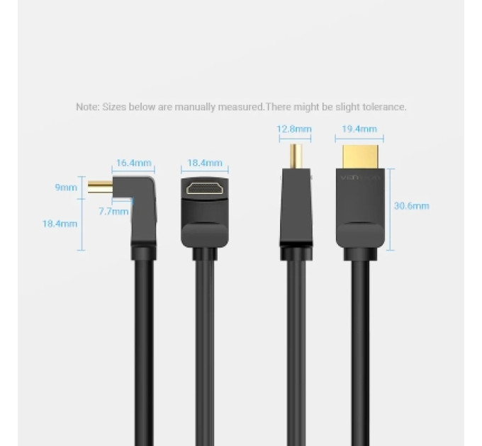 Vention Кабель мультимедійний HDMI Right Angle Cable 270 Degree 3M Black VENTION (AAQBI)