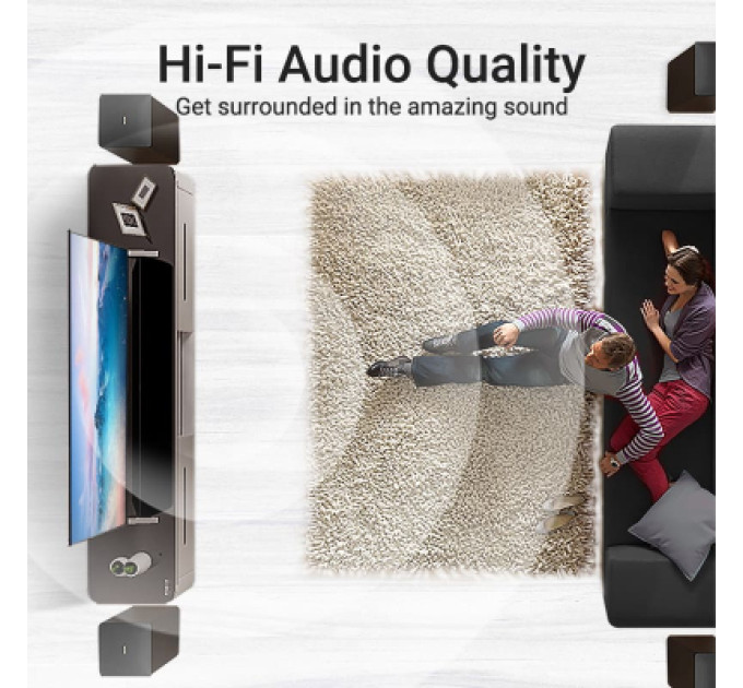 Vention Кабель мультимедійний Cotton Braided 8K HDMI Cable 1M Black VENTION (AAUBF)