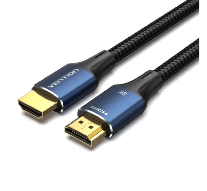 Vention Кабель мультимедійний Cotton Braided HDMI-A Male to Male HD Cable 8K 1.5M Blue Aluminum Alloy Type VENTION (ALGLG)