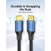 Vention Кабель мультимедійний Cotton Braided HDMI-A Male to Male HD Cable 8K 1.5M Blue Aluminum Alloy Type VENTION (ALGLG)