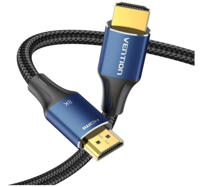 Vention Кабель мультимедійний Cotton Braided HDMI-A Male to Male HD Cable 8K 2M Blue Aluminum Alloy Type VENTION (ALGLH)