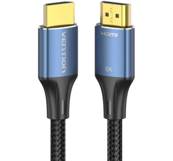 Vention Кабель мультимедійний Cotton Braided HDMI-A Male to Male HD Cable 8K 2M Blue Aluminum Alloy Type VENTION (ALGLH)