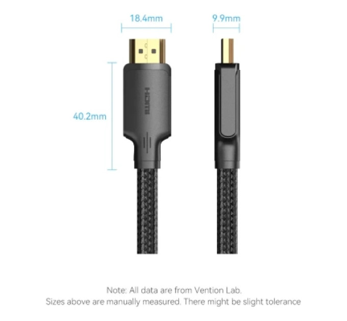 Vention Кабель мультимедійний Cotton Braided 4K HDMI Male to Male Cable 5M Black VENTION (ALLBJ)