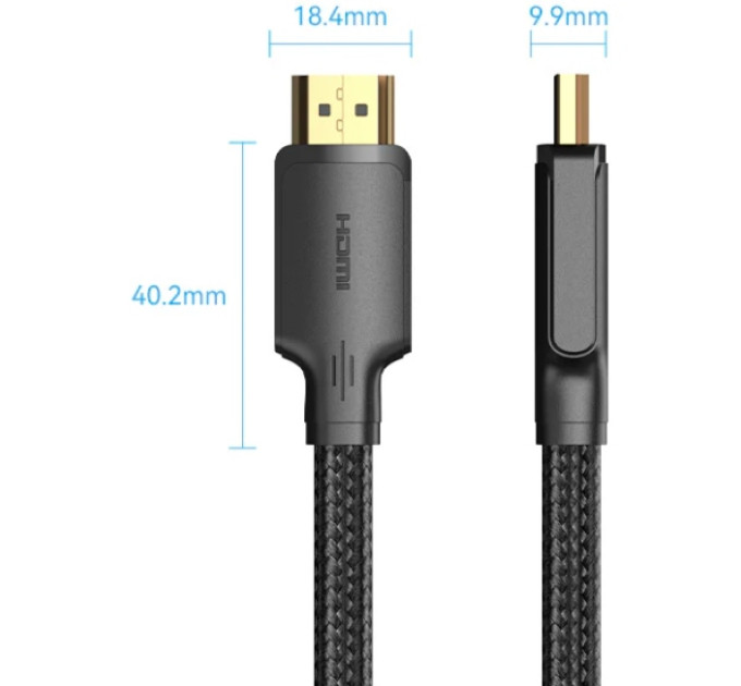 Vention Кабель мультимедійний Cotton Braided 4K HDMI Male to Male Cable 10M Black VENTION (ALLBL)