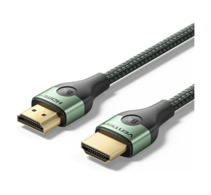 Vention Кабель мультимедійний Cotton Braided Ultra Thin HDMI-A Male to Male HD Cable 8K 1M Green Aluminum Alloy Type VENTION (ALOGF)