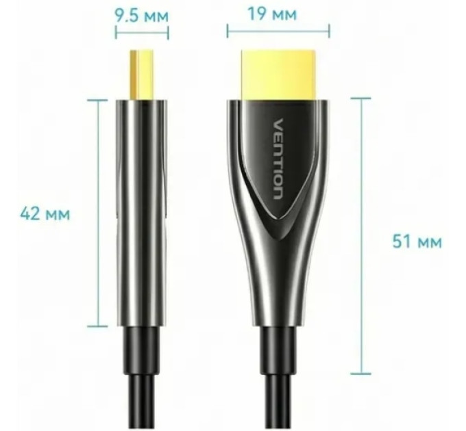 Vention Кабель мультимедійний 4K Fiber Optic HDMI Male to Male Cable 70M Black Zinc Alloy Type VENTION (ALSBAX)