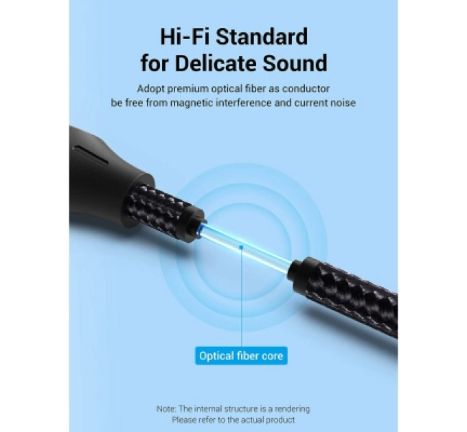 Vention Кабель мультимедійний Optical Fiber Audio Cable Aluminum Alloy Type 1M Gray VENTION (BAVHF)
