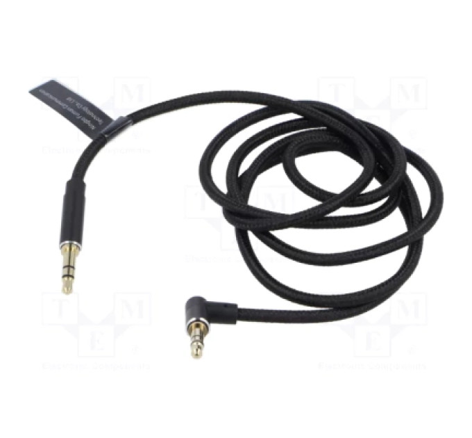 Vention Кабель мультимедійний Cotton Braided 3.5mm Male to Male Right Angle Audio Cable 1M Black Aluminum Alloy Type VENTION (BAZBF)
