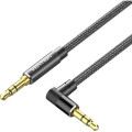 Vention Кабель мультимедійний Cotton Braided 3.5mm Male to Male Right Angle Audio Cable 1M Black Aluminum Alloy Type VENTION (BAZBF)