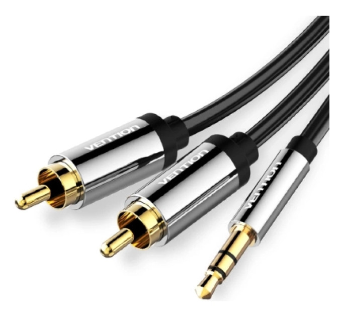 Vention Кабель мультимедійний 3.5mm Male to 2RCA Male Audio Cable 1M Black Metal Type VENTION (BCFBF)