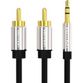 Vention Кабель мультимедійний 3.5mm Male to 2RCA Male Audio Cable 1M Black Metal Type VENTION (BCFBF)