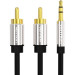 Vention Кабель мультимедійний 3.5mm Male to 2RCA Male Audio Cable 1M Black Metal Type VENTION (BCFBF)