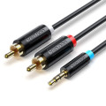 Vention Кабель мультимедійний 3.5MM Male to 2-Male RCA Adapter Cable 2M Black VENTION (BCLBH)