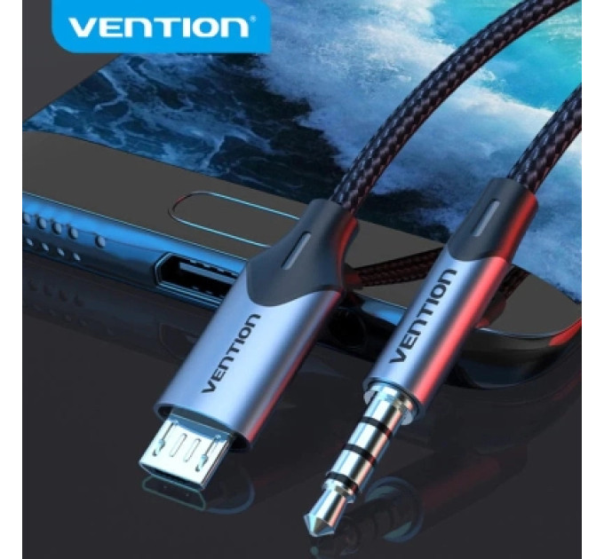 Vention Кабель мультимедійний Micro USB Male to TRRS 3.5mm Male Audio Cable 1M Black VENTION (BDGBF)