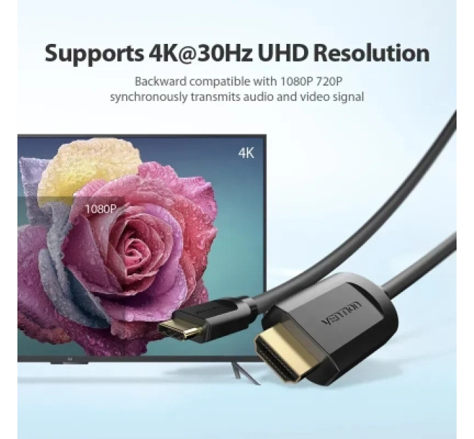Vention Кабель мультимедійний Type-C to HDMI Cable 1.5M Black VENTION (CGUBG)