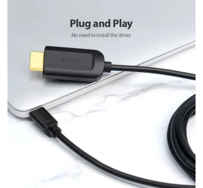 Vention Кабель мультимедійний Type-C to HDMI Cable 1.5M Black VENTION (CGUBG)
