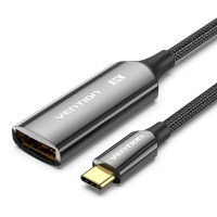Кабель мультимедійний Cotton Braided USB-C to DP 8K Converter 0.25M Black Zinc Alloy Type VENTION (CRGBC)