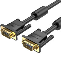 Кабель мультимедійний VGA(3+6) Male to Male Cable with ferrite cores 5M Black VENTION (DAEBJ)